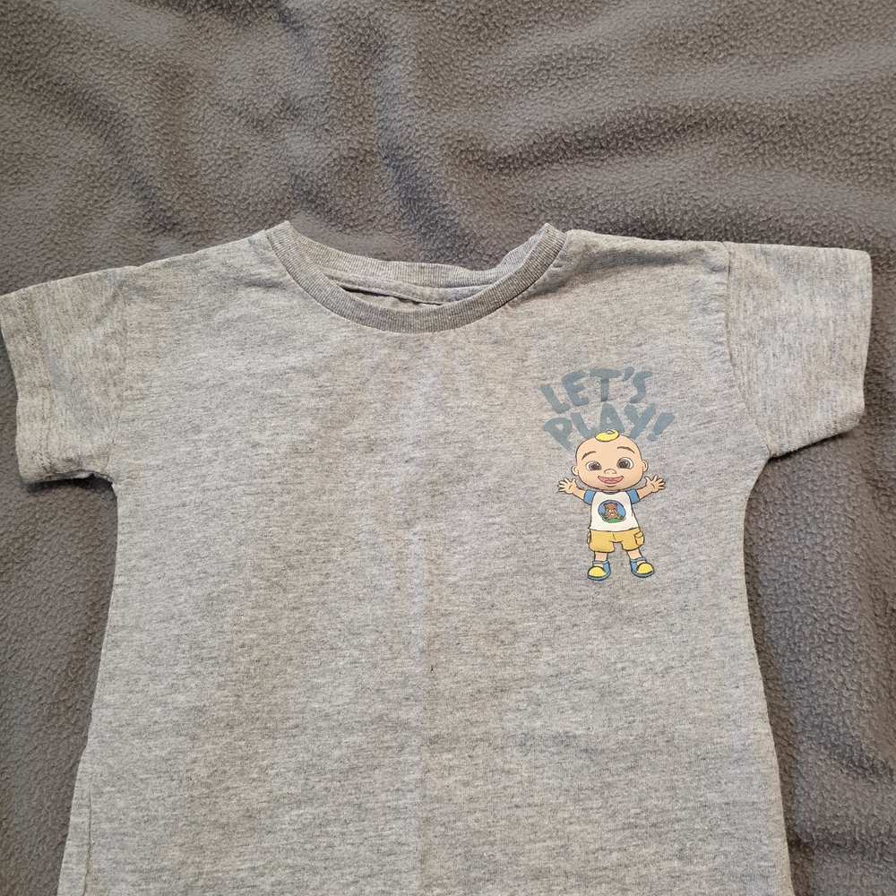 Gray Kids' Short Sleeve Tee with Playful Character